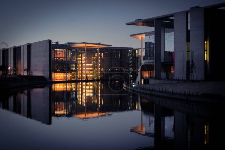 Berlin modern architecture night view. High quality photo