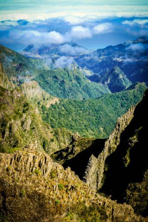Beautiful view from mountain pick madeira. High quality photo