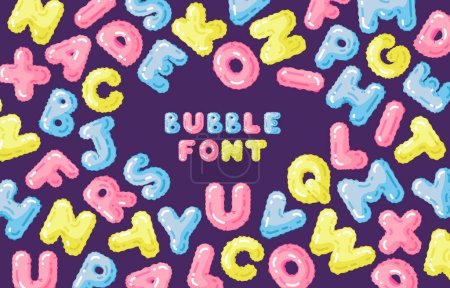 Illustration for Bubble font. Children's alphabet. Vector template for cards, banners and layouts for social networks - Royalty Free Image