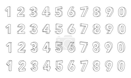 Conjunto de números. Ilustración vectorial.