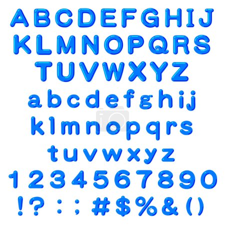 Ensemble d'icônes vectorielles d'alphabet et de chiffres bleus