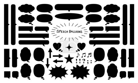 Icon Set aus schwarzen Sprechballons für Cartoons und Comics