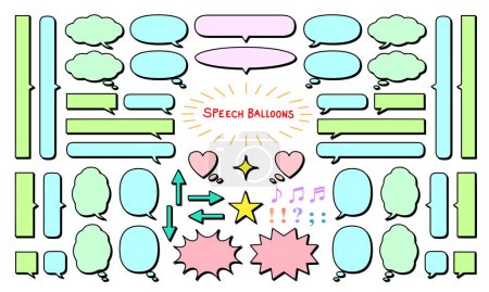 Téléchargez les illustrations : Icône ensemble de ballons de parole colorés pour bande dessinée et bandes dessinées - en licence libre de droit