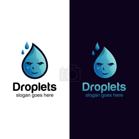 goutte d'eau et gouttelettes logo design avec deux versions