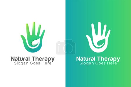 logo design of natural therapy combine hand and leaf symbol, leaf care symbol icon, can be used massage logo