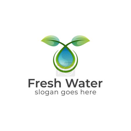 nature leaf with water drop pure logos, leaf grow with beauty oil symbol icon design
