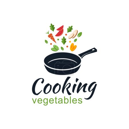 Téléchargez les illustrations : Légumes de cuisine Design plat logo alimentation saine - en licence libre de droit