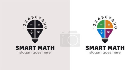 Smart Mathematik oder Mathematik Logo mit Glühbirne Pi numerische Vektorsymbolvorlage