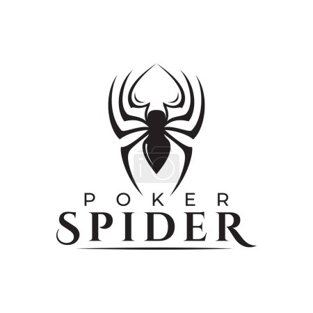 Vintage Retro Tier schwarze Spinne mit Poker-Symbol Logo-Design