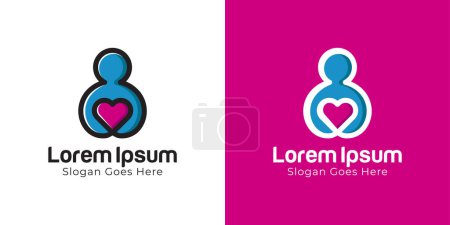 modern logos of people care or giving love for couple icon design template