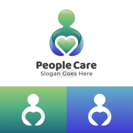 colorful logos of people care or giving love for couple icon design template
