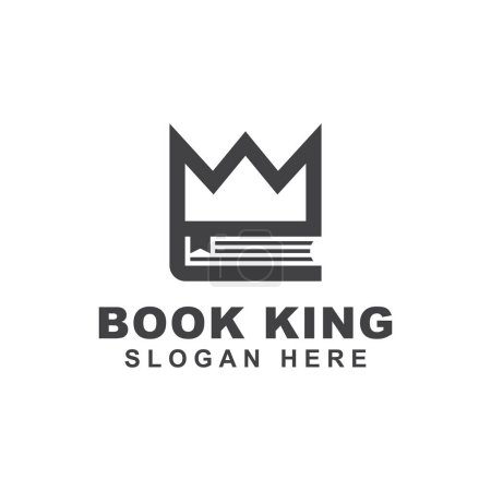 ligne art livre rois bibliothèque, éducation, magasin de livres logo design
