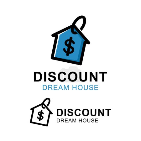 Téléchargez les illustrations : Investissement immobilier logo design avec maison remise flash vendre symbole icône design - en licence libre de droit