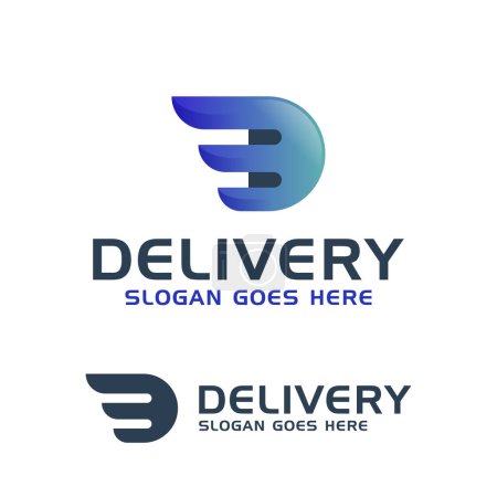 Buchstabe D schnelle Lieferung kombinierte Flügel Symbol für Logistik-Logo-Vorlage