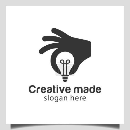 Illustration for Creative hand icon vector for made Good bulb energy logo design - Royalty Free Image