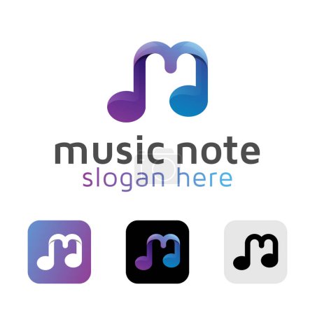 Lettre M logo de ton de musique, modèle vectoriel de conception de logo de musique studio