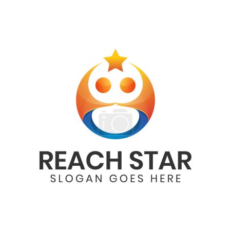 modern reaching star logo, people star logo design, vector template