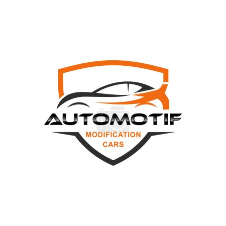 automobile et automobile conception de logo de voiture de vitesse avec modèle vectoriel de bouclier