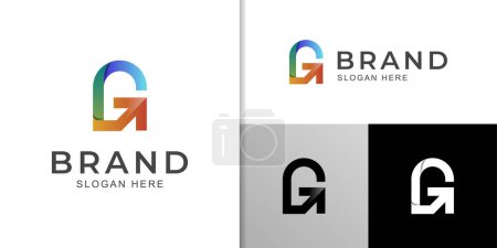 letra inicial G diseño moderno logotipo de color con el símbolo de flecha, icono de la tecnología de identidad de negocios plantilla de logotipo