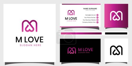 modern letter M logo with love shape symbol for valentine, decoration, romantic symbol your identity logo template
