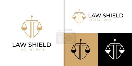 linéaire Bouclier épée cabinet d'avocats sécurité pour avocat identité entreprise logo conception