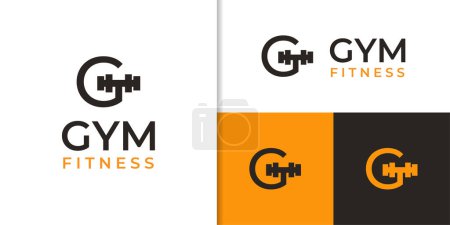 lettre initiale G pour le symbole vectoriel d'icône de logo de fitness de gymnase