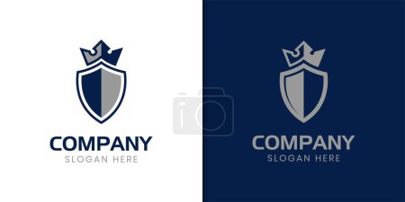 shield king logo with crown elements for royal brand icon vector identity symbol