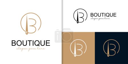 initial letter B combined needle vector, tailor shop fashion boutique logo design