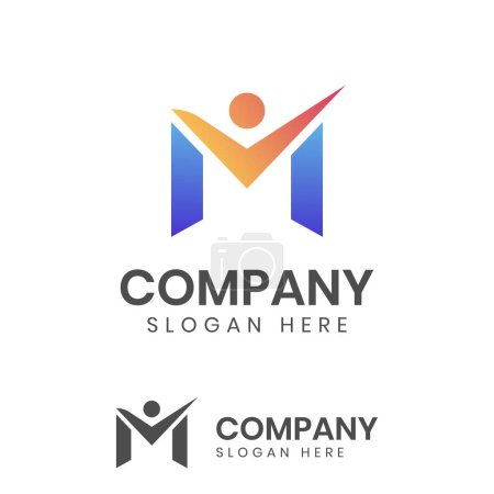 initial letter M people element vector logo for consulting, coaching or business sales man logo design