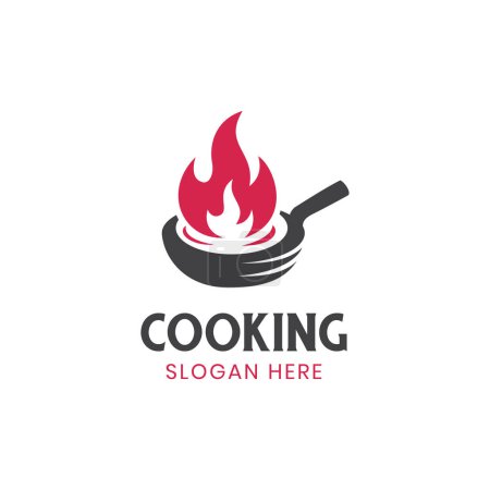 vintage hot cook logo design for kitchen chef cooking logo design
