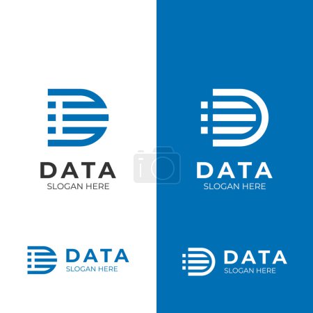 initial letter D line logo for data document logo symbol icon design