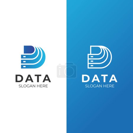 inicial letra D línea logo para documento de datos logotipo símbolo icono diseño