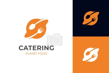 Restaurante Planet Food Logo para empresa catering icono símbolo elemento vectorial