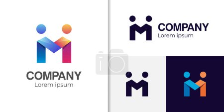 Anfangsbuchstabe M modernes Logo-Design, verbindende Partnerschaft Menschen Gefälle Logo Illustration
