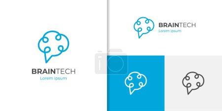 Téléchargez les illustrations : Conception simple d'icône de logo de technologie de cerveau avec le concept de logo d'intelligence artificielle et de technologie - en licence libre de droit