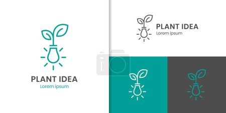 Ilustración de Lámpara de bombilla con hoja para jardín creativo Farm Innovation Idea Logo icono elemento de diseño - Imagen libre de derechos