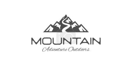 mountain landscape with rocks at sunrise, Sea and Sun for Hipster Adventure Traveling logo can be used biker cross