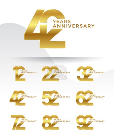 Set of Anniversary logotype and gold color with white background for celebration