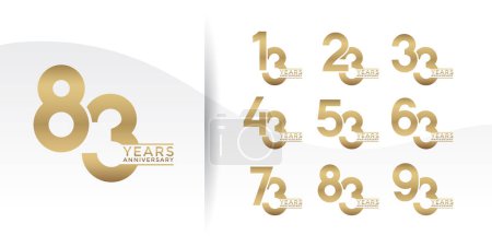 Set of Anniversary logotype golden color with white background for celebration
