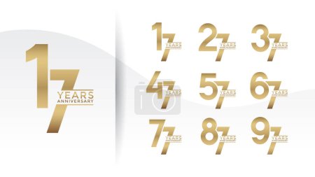 Photo for Set of Anniversary logotype golden color with white background for celebration - Royalty Free Image