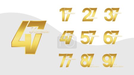 Set of Anniversary logotype gold color with white background for celebration