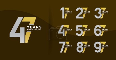 Photo for Set anniversary logo style with golden and silver color on brown background for special moment - Royalty Free Image