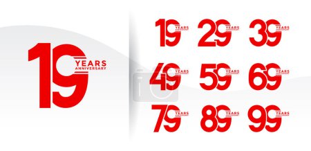 set anniversaire logotype rouge plat couleur sur fond blanc pour le moment de célébration
