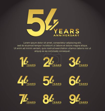 set anniversary golden color with slash on black background can be use for celebration event