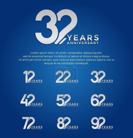set anniversary silver color with slash on blue background can be use for celebration event