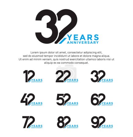 set anniversary logo style black and blue color isolated on white background for great event