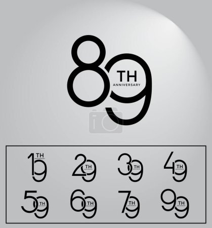 conjunto de aniversario logotipo estilo color negro superposición número sobre fondo blanco para la celebración