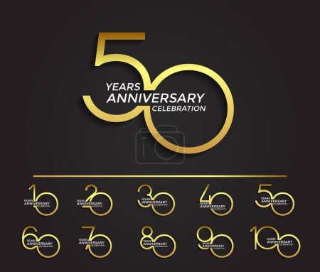 Photo for Set of anniversary logotype golden color premium edition on black background for celebration - Royalty Free Image