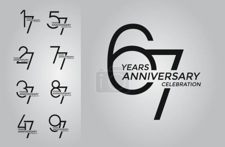 Illustration for Set of anniversary logotype black color premium edition on white background for celebration - Royalty Free Image