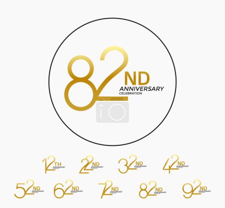 set of anniversary logotype gold color special edition on white background for celebration